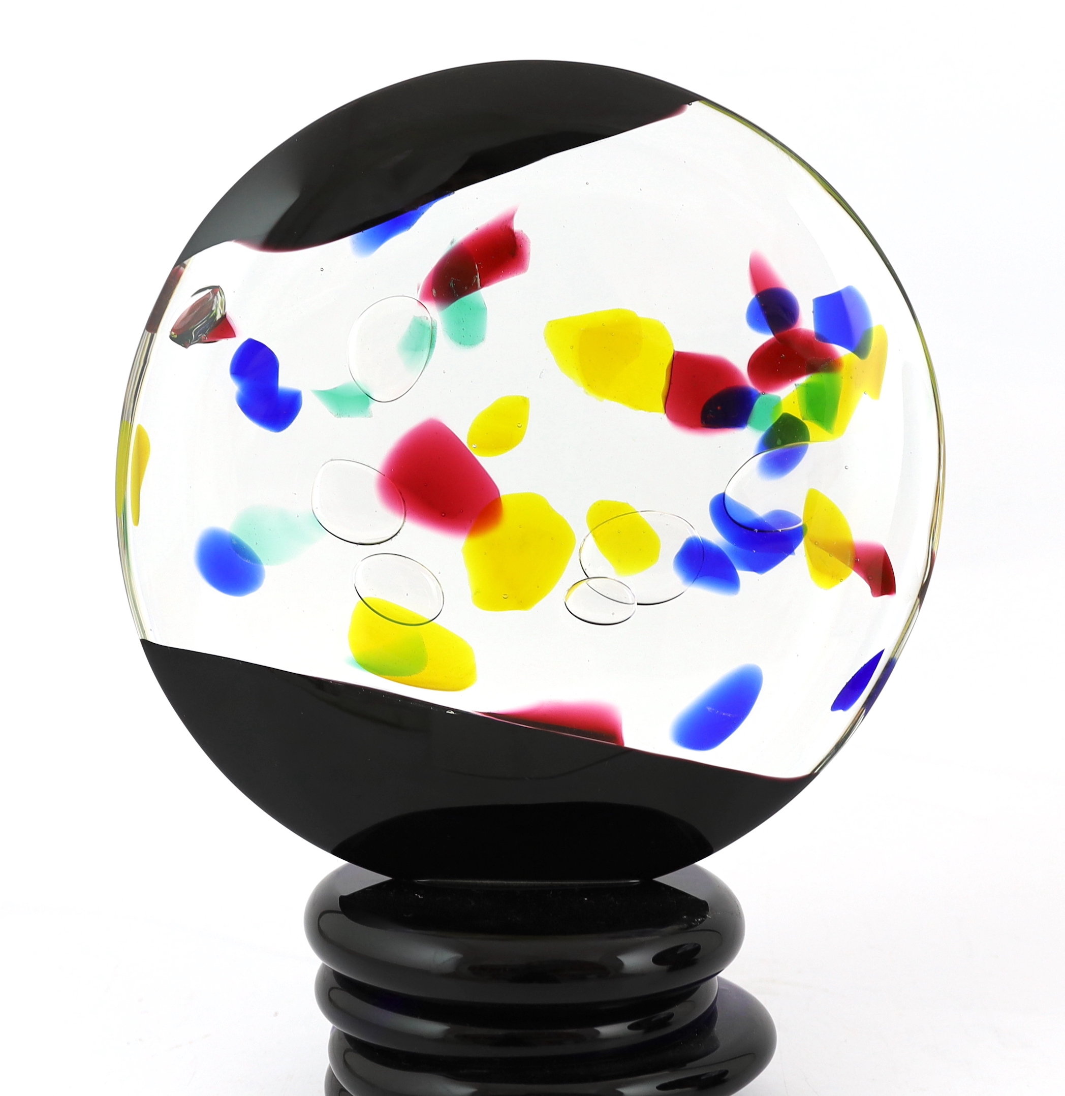 Pierpaolo Seguso, a set of three Murano disc shaped art glass sculptures
